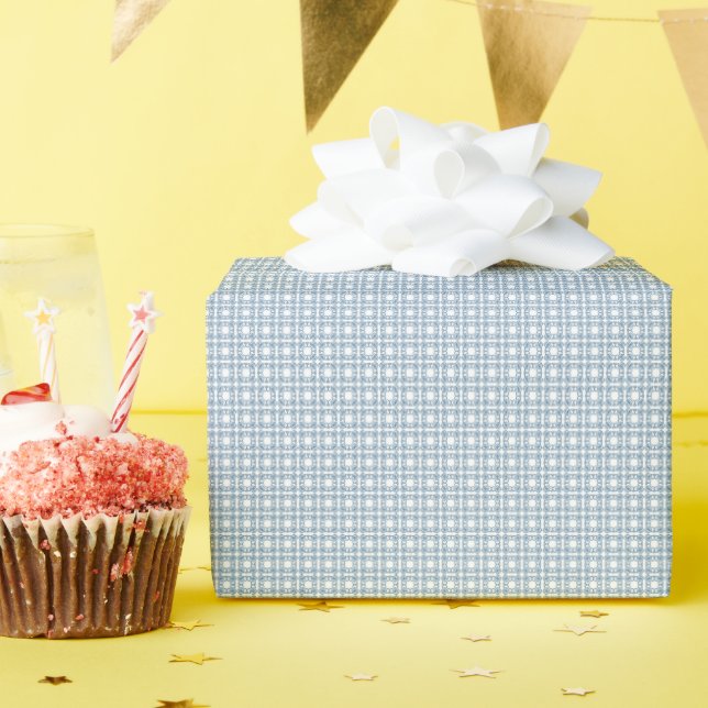 Elegant Dusty Blue Monogram Script Wrapping Paper (Birthday Party)