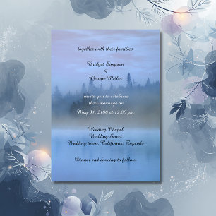 Elegant dusty blue nature Wedding Invitation