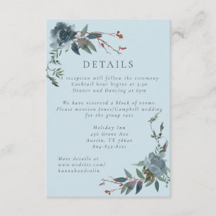 Elegant Dusty Blue Navy Botanical Garden Enclosure Card
