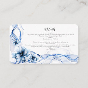 Elegant Dusty Blue Navy Flowers Wedding Enclosure Card