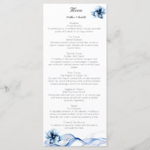 Elegant Dusty Blue Navy  Flowers Wedding  Menu