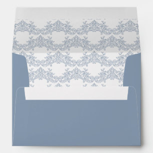 Elegant Dusty Blue Ornate Floral Envelope