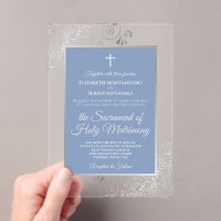 Elegant Dusty Blue Ornate Silver Catholic Wedding