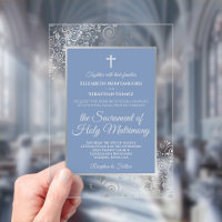 Elegant Dusty Blue Ornate Silver Catholic Wedding