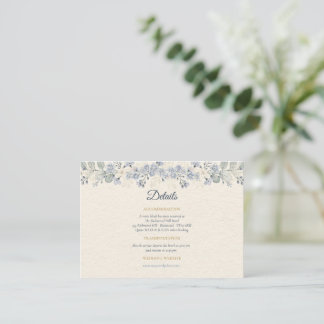 Elegant Dusty Blue Peony French Floral Wedding Enclosure Card