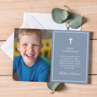 Elegant Dusty Blue Photo First Holy Communion
