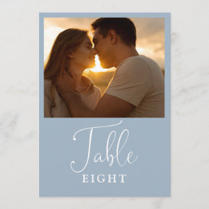 Elegant Dusty Blue Photo Table Number