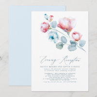 Elegant Dusty Blue Pink Floral Evening Reception