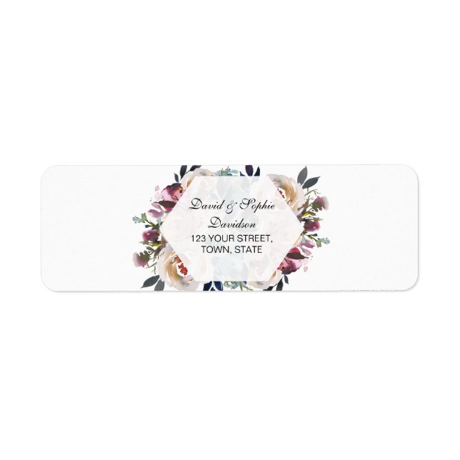 Elegant Dusty Blue Pink Floral Geometric Wedding (Front)