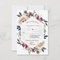 Elegant Dusty Blue Pink Floral Geometric Wedding