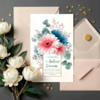 Elegant Dusty Blue Pink Gerbera Daisy Gold Frame