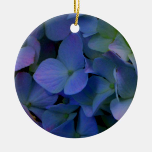 Elegant dusty blue purple floral ceramic tree decoration (Front)