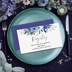 Elegant dusty blue purple floral wedding registry enclosure card
