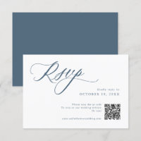 Elegant Dusty Blue QR Simple Minimalist Modern