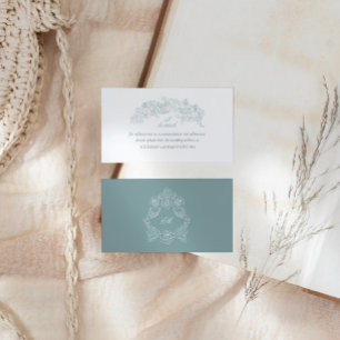 Elegant Dusty Blue Regency Wedding Website Enclosure Card
