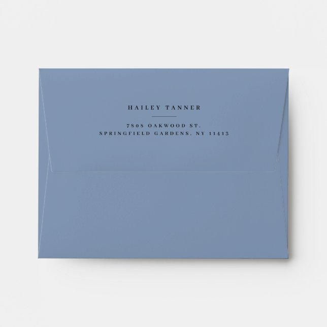 Elegant Dusty Blue Return Address Envelope (Back (Top Flap))