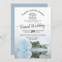 Elegant Dusty Blue Romantic Rose Virtual Wedding