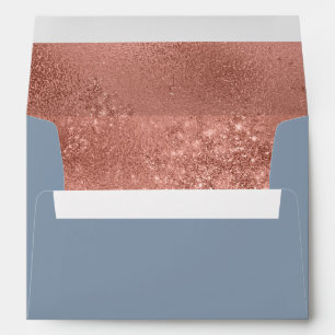 Elegant Dusty Blue Rose Gold Envelope
