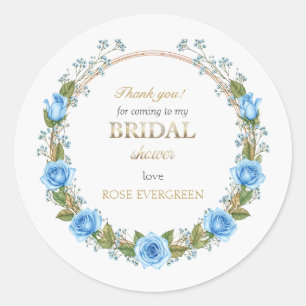 Elegant Dusty Blue Roses Baby’s Breathe Thank you Classic Round Sticker