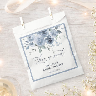 Elegant Dusty Blue Roses Bridal Shower Favour Bags