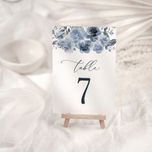 Elegant Dusty Blue Roses Wedding Table Number