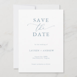 Elegant Dusty Blue Save the Date Invitation