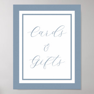 Elegant Dusty Blue Script Cards and Gifts Sign
