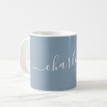 Elegant Dusty Blue Script Modern Name Personalised Coffee Mug<br><div class="desc">Elegant Dusty Blue Script Name Personalised Coffee Mug</div>