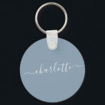 Elegant Dusty Blue Script Modern Name Personalised Key Ring<br><div class="desc">Elegant Dusty Blue Script Name Personalised Keychain</div>