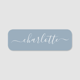 Elegant Dusty Blue Script Modern Name Personalised Tag