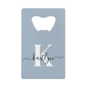 Elegant Dusty Blue Script Monogram