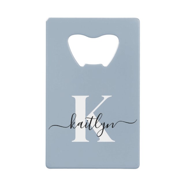 Elegant Dusty Blue Script Monogram (Front)