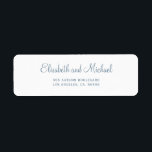 Elegant dusty blue script wedding return address<br><div class="desc">Editable text return address label featuring a classic chic dusty blue editable typography on a clear white background.            Easy to personalise with your details! You can change the colours and font of lettering after selecting the CUSTOMIZE option.              Ideal for elegant weddings or any other classy formal events.</div>