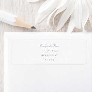 Elegant Dusty Blue Script Wedding Return Address