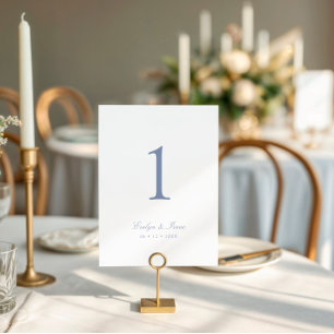 Elegant Dusty Blue Script Wedding Table Number