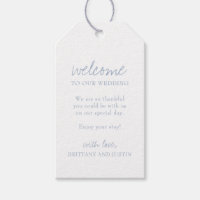 Elegant Dusty Blue Script Wedding Welcome Gift Tag