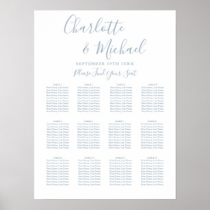 Elegant Dusty Blue Signature Wedding Seating Chart