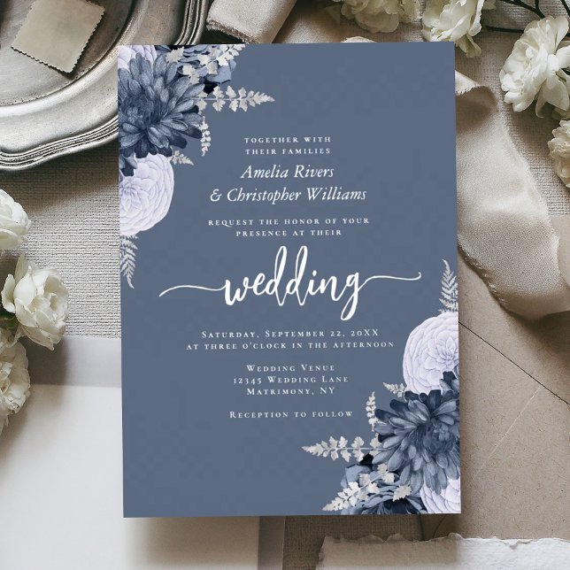 Elegant Dusty Blue Silver Floral Wedding (Creator Uploaded)