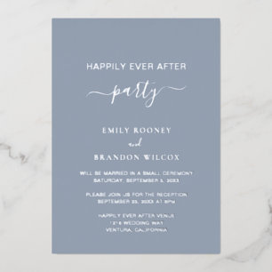 Elegant Dusty Blue Silver Simple Wedding Reception