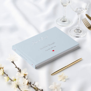Elegant Dusty Blue Silver Weddings Anniversary Guest Book