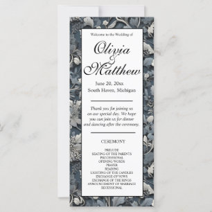Elegant dusty blue silver white grey floral