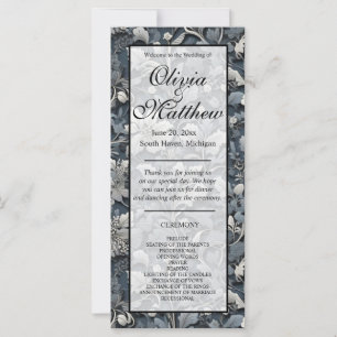 Elegant dusty blue silver white grey floral