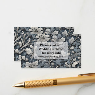 Elegant dusty blue silver white grey floral enclosure card