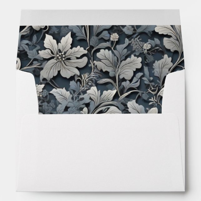 Elegant dusty blue silver white grey floral envelope (Back (Bottom))
