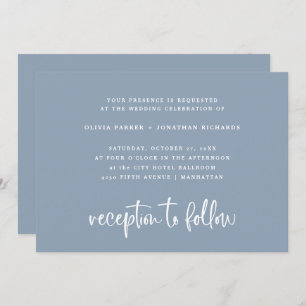 Elegant Dusty Blue Simple Classic Wedding Invitation