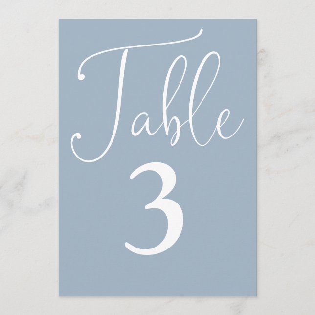 Elegant Dusty Blue Simple Large Table Number (Front)