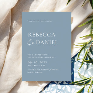 Elegant Dusty Blue Simple Wedding Invitation