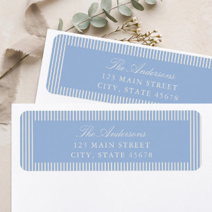 Elegant Dusty Blue Stripes Return Address