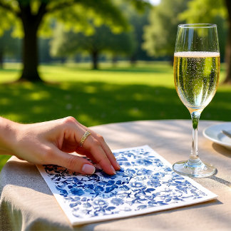 Elegant Dusty Blue Toile Floral Wedding Pattern Napkin
