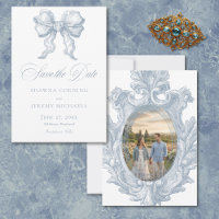 Elegant Dusty Blue Toile French Manor Photo